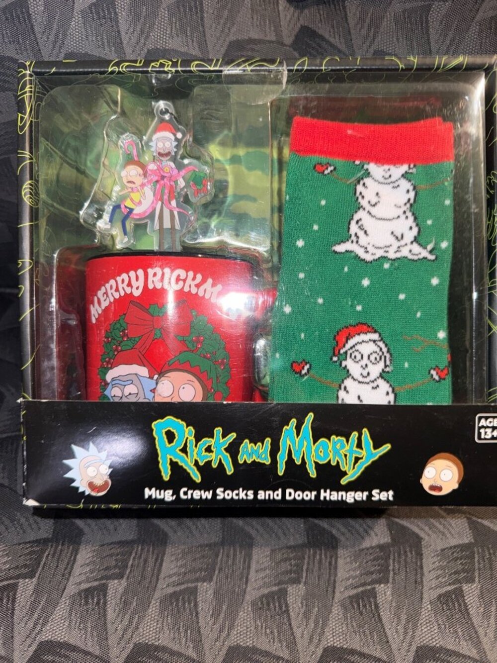 Rick & Morty Christmas Gift Set - Mug Crew Socks & Door Hanger Holiday